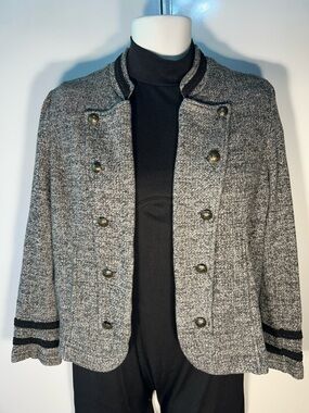 Tommy Hilfiger SZ L Military Knit Jacket Timeless Preppy Academia Y2K Office